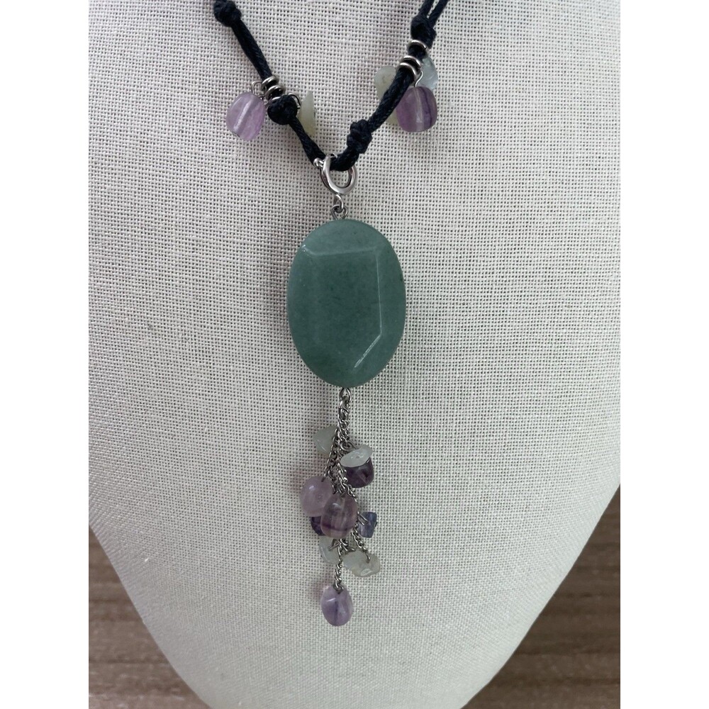 Park Lane Mandalay Natural Gem Aventurine Amethyst Cord Necklace